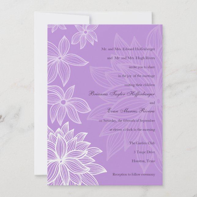 Convite para Casamento Bloom Lilac Contaminado (Frente)