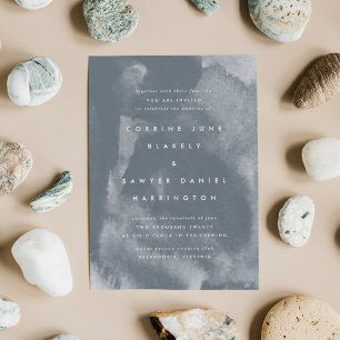 Convite para Casamento Blue Boho Watercolor