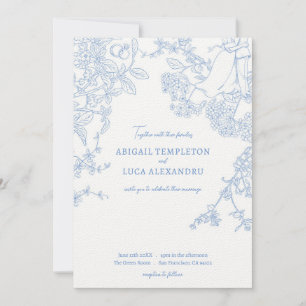 Convite para Casamento Blue Chinoiserie Toile de J