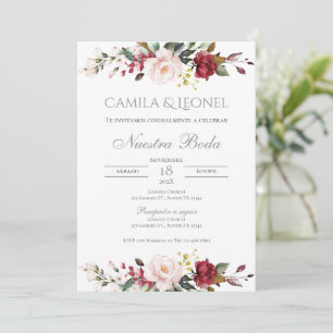 Convite para casamento Boho Floral em espanhol