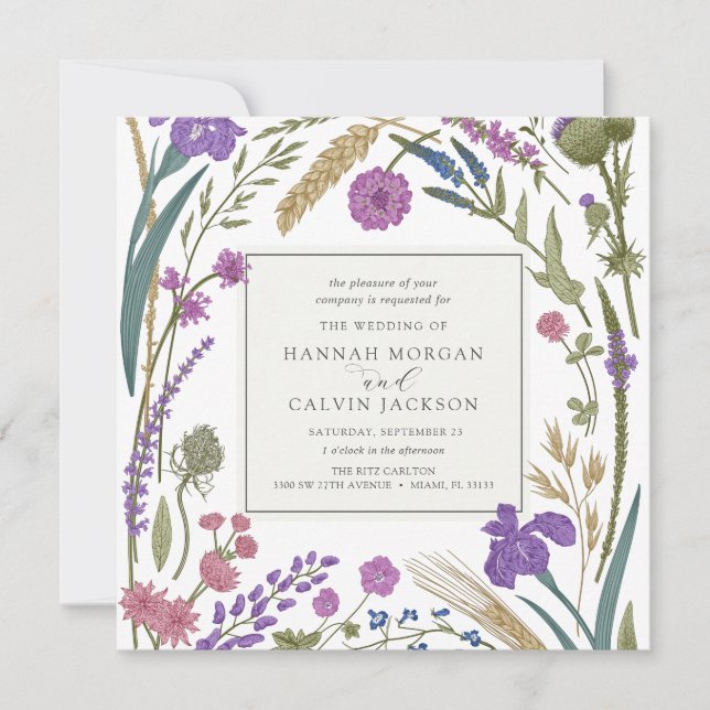Convite para Casamento Boho Wildflower (Frente)