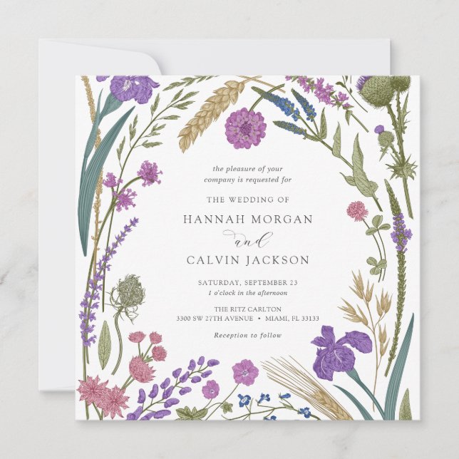 Convite para Casamento Boho Wildflower (Frente)