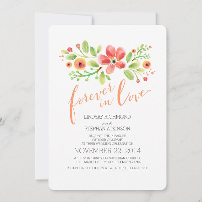 convite para casamento bonitinho e bonito pintado (Frente)
