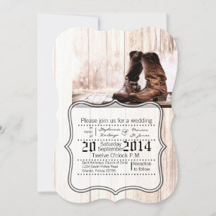 Convite para casamento Boot Country Rustic Wester