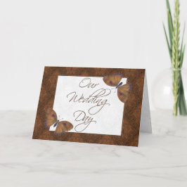 Convite Para Casamento Borboleta 5X7 Brocade Brown