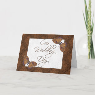 Convite Para Casamento Borboleta 5X7 Brocade Brown