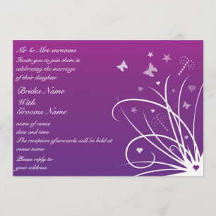 Convite Para Casamento - Borboleta Roxa