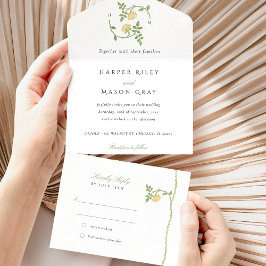 Convite para casamento botânico All-in-One e RSVP