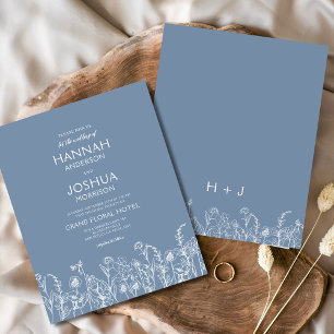 Convite Para Casamento Botânico Azul De Flor Selva