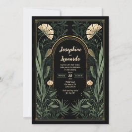 Convite Para Casamento Botânico Dark Art Nouveau