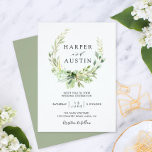 Convite para Casamento Botânico de Folhagem Verde<br><div class="desc">Este Convite de Casamento com uma bela coroa composta por folhas em vários tons de verde. Para personalização mais avançada deste design,  clique no botão "Personalizar". Itens correspondentes também estão disponíveis.</div>