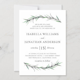 Convite para Casamento Botânico de Rosemary