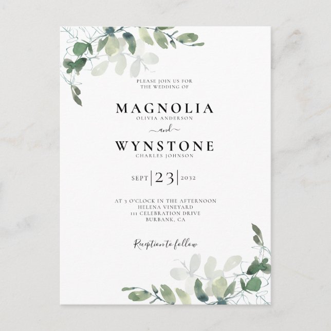 Convite para Casamento Botânico Eucalyptus (Frente)