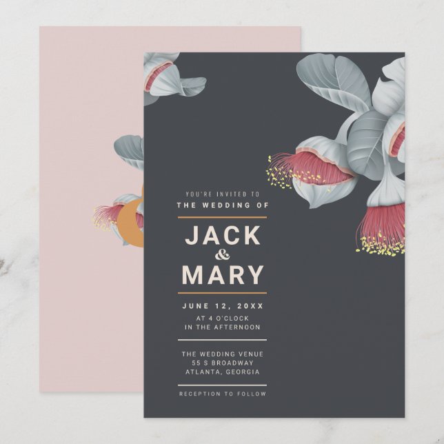 Convite Para Casamento Botânico Minimalista (Frente/Verso)