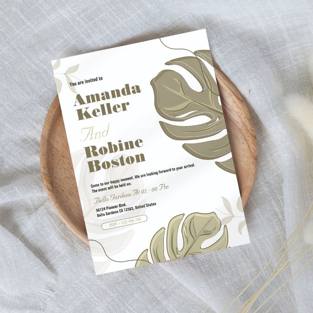 Convite Para Casamento Botânico Minimalista (Criador carregado)