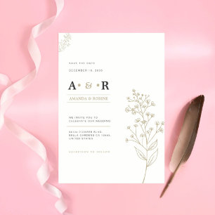 Convite Para Casamento Botânico Minimalista