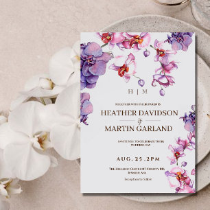 Convite Para Casamento Botânico Orquídeo Elegante