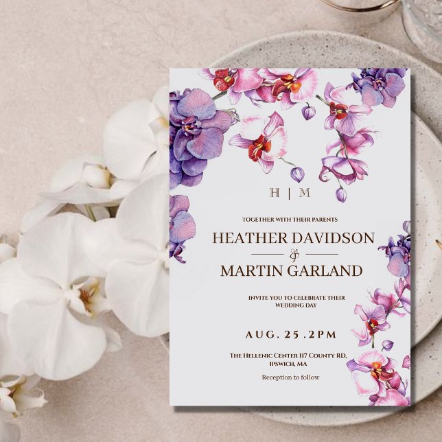 Convite Para Casamento Botânico Orquídeo Elegante (Criador carregado)