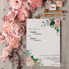 Convite para Casamento Branco Blush Floral