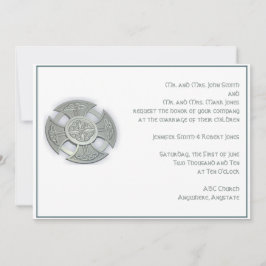 Convite para Casamento Branco Celtic Cross Silver