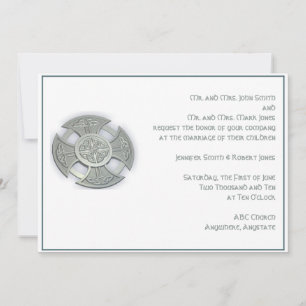 Convite para Casamento Branco Celtic Cross Silver