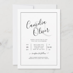 Convite para Casamento Branco Clássico Elegante A