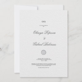 Convite para Casamento Branco com Traços Dourados 