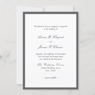 Convite para Casamento Branco de Cinzas de Script 