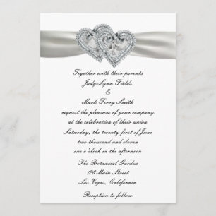 Convite para Casamento Branco de Corações