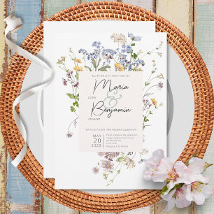 Convite para Casamento Branco de Delicate Boho Wil