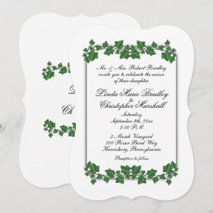 Convite para Casamento Branco de Folhas Verdes
