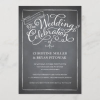 Convite para Casamento Branco de Script Chalkboard