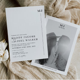 Convite para Casamento Branco e Negro Elegante MAD