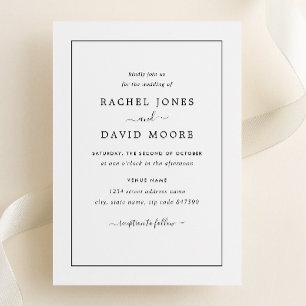 Convite Para Casamento Branco E Negro Moderno
