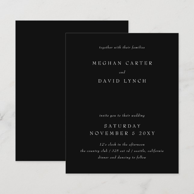 Convite para Casamento Branco e Preto de Orçamento (Frente/Verso)