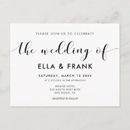 Convite para casamento branco e preto elegante