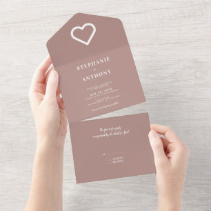 Convite para Casamento Branco e Rosa de Dusty Mini
