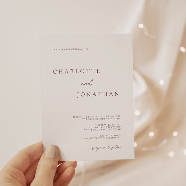 Convite para Casamento Branco Elegante Moderno (Criador carregado)