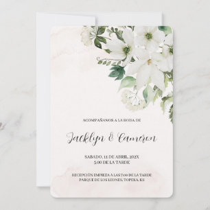 Convite para Casamento Branco Floral Espanhol