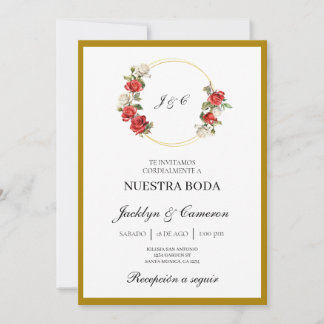 Convite para Casamento Branco Floral Espanhol