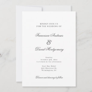 Convite para casamento branco moderno elegante