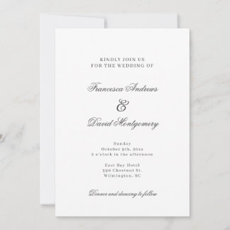 Convite para casamento branco moderno elegante