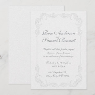 Convite para Casamento Branco Negro Quadro Barroco