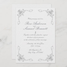 Convite para Casamento Branco Negro Quadro Barroco