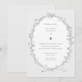 Convite para Casamento Branco Negro Quadro Barroco