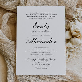 Convite para Casamento Branco Preto com na moda Sc