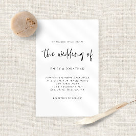 Convite para Casamento Branco Preto Simples de Orç