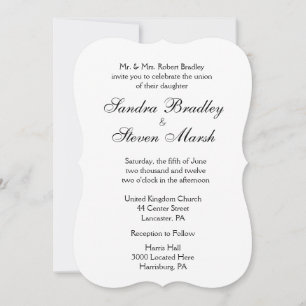 Convite para Casamento Branco Tradicional