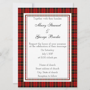 Convite para Casamento Brodie Red Scottish
