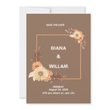 Convite para Casamento Brown de Peach Moderno